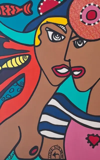 Toile Coton 3D Love Fish