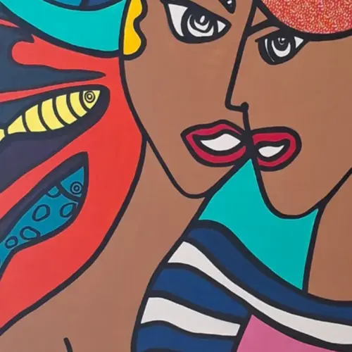 Toile Coton 3D Love Fish